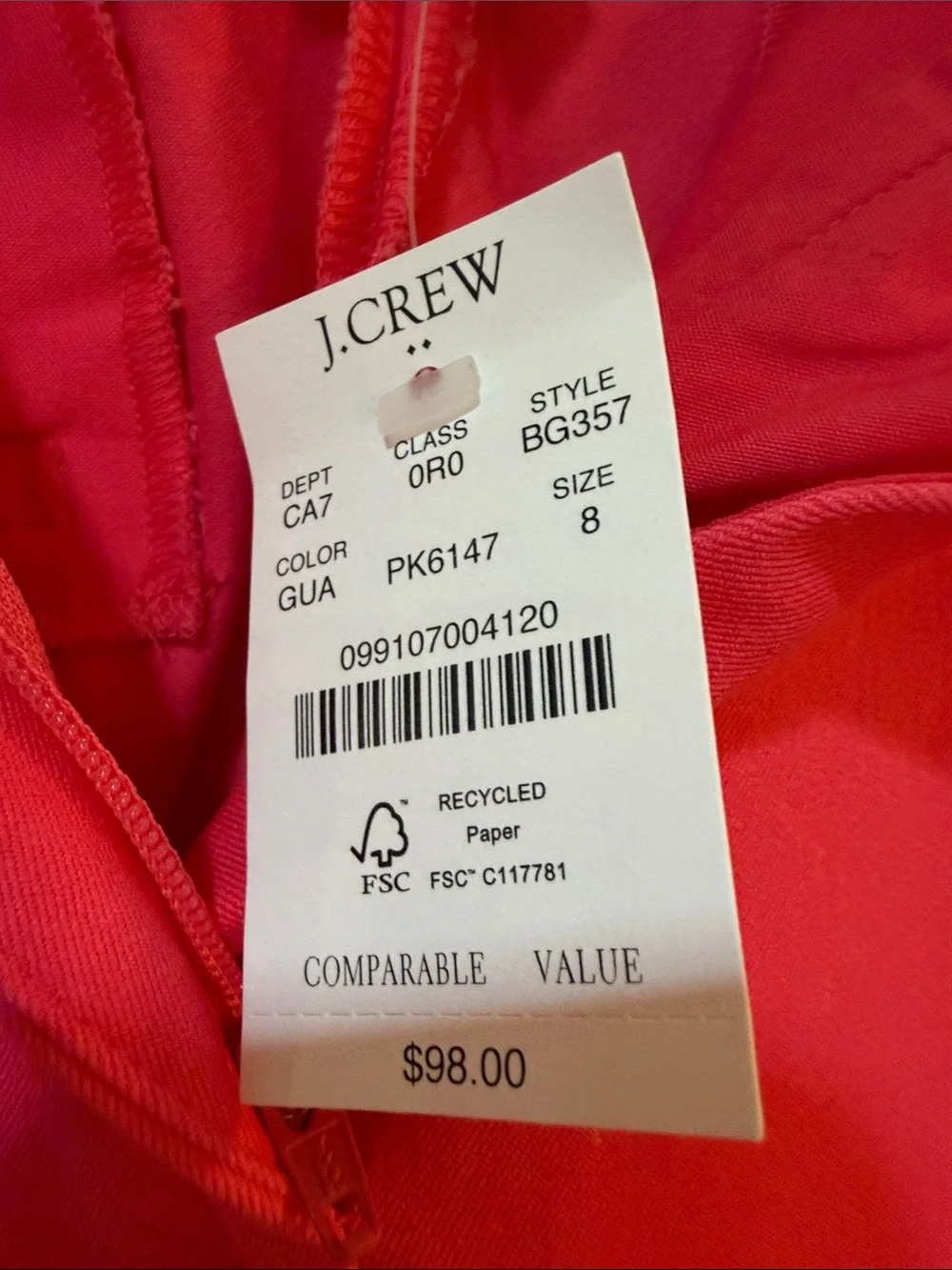 J. Crew Vibrant Pink Boot-Cut Pants